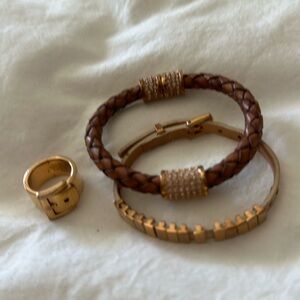 Michael Kors rose gold tone jewelry bundle - two bracelets and matching ring